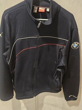 BMW Black Track Jacket with White and Red Piping